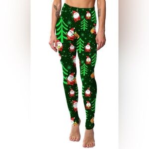 Festive Green Santa Kids Leggings